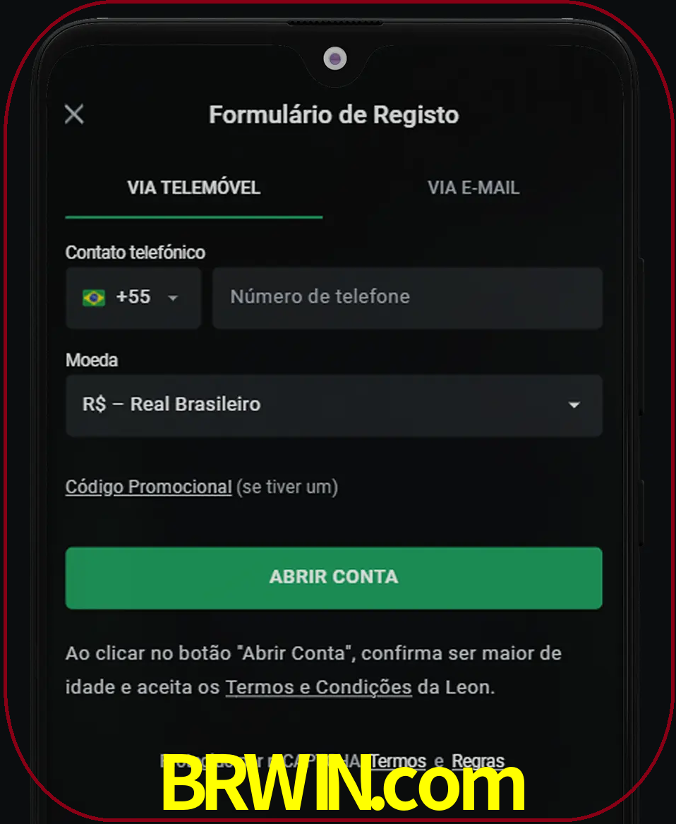Abra o aplicativo e inicie o processo de registro.