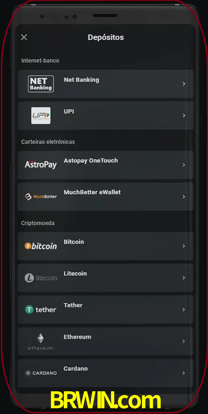 Você pode usar métodos alternativos de depósito.
